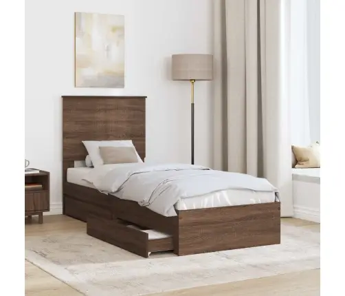 Glabāšanas Gulta Brūns Ozols 75 X 190 Cm Inženierijas Koks Vidaxl