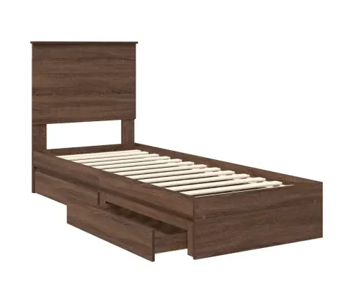 Glabāšanas Gulta Brūns Ozols 75 X 190 Cm Inženierijas Koks Vidaxl