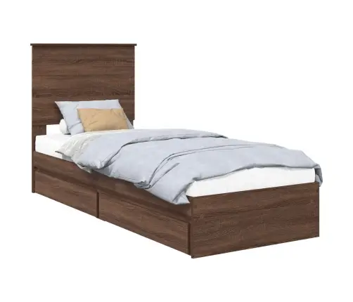 Glabāšanas Gulta Brūns Ozols 75 X 190 Cm Inženierijas Koks Vidaxl