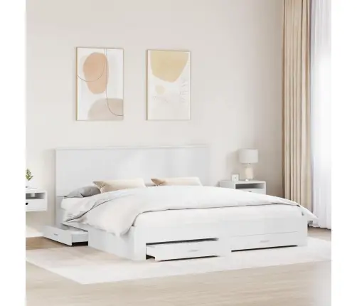 Gultas Rāmis Ar Atvilktni Balts 200 X 200 Cm Inženierijas Koks Vidaxl