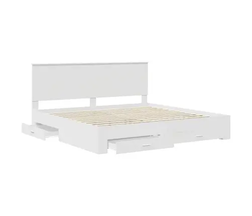 Gultas Rāmis Ar Atvilktni Balts 200 X 200 Cm Inženierijas Koks Vidaxl