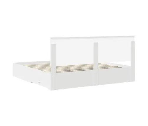 Gultas Rāmis Ar Atvilktni Balts 200 X 200 Cm Inženierijas Koks Vidaxl