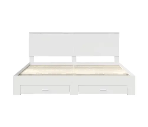 Gultas Rāmis Ar Atvilktni Balts 200 X 200 Cm Inženierijas Koks Vidaxl