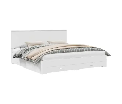 Gultas Rāmis Ar Atvilktni Balts 200 X 200 Cm Inženierijas Koks Vidaxl