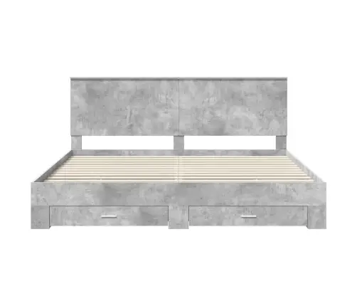 Gultas Rāmis Betona Pelēks 200 X 200 Cm Inženierijas Koks Vidaxl