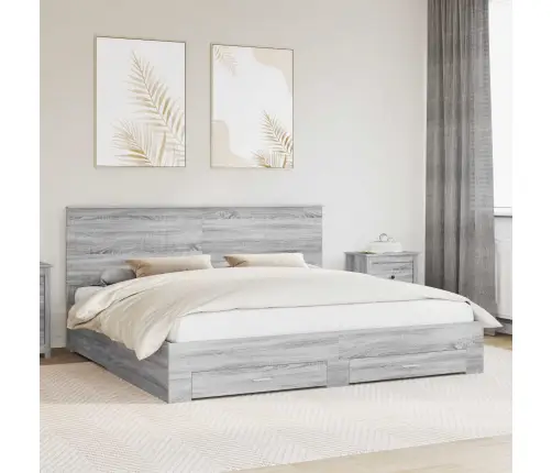 Voodi Raam Peaga Sahtliga Hall Sonoma 200 X 200 Cm Tehispuit