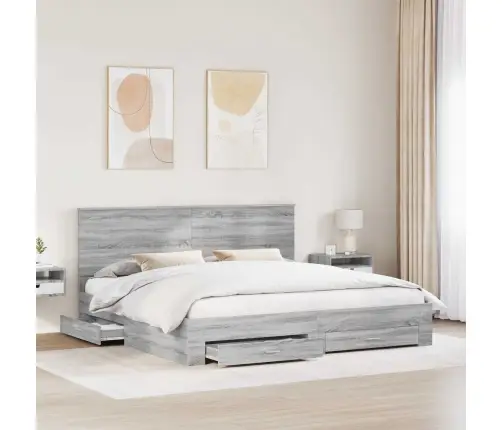 Voodi Raam Peaga Sahtliga Hall Sonoma 200 X 200 Cm Tehispuit