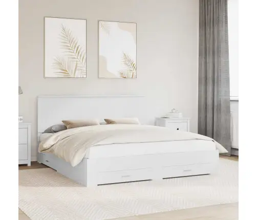 Gultas Rāmis Ar Atvilktni Balts 180 X 200 Cm Inženierijas Koks Vidaxl