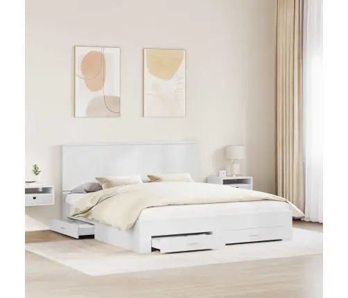 Gultas Rāmis Ar Atvilktni Balts 180 X 200 Cm Inženierijas Koks Vidaxl