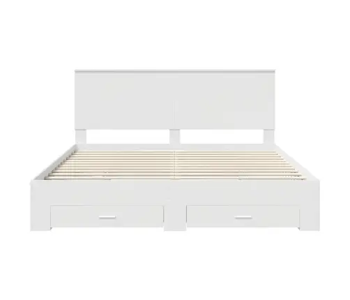 Gultas Rāmis Ar Atvilktni Balts 180 X 200 Cm Inženierijas Koks Vidaxl