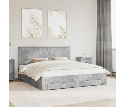 Lovos Rėmas Betono Pilka 180 X 200 Cm Apdirbta Mediena