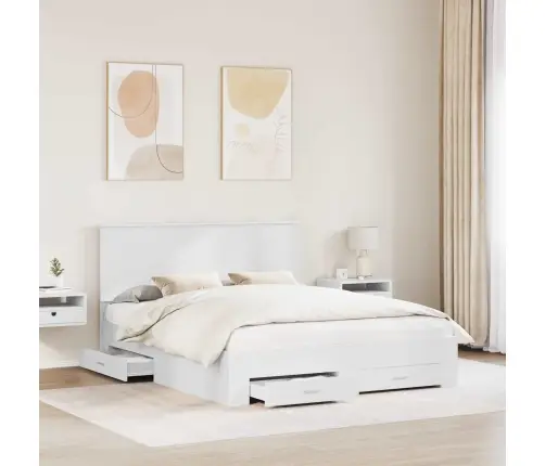 Gultas Rāmis Ar Atvilktni Balts 160 X 200 Cm Inženierijas Koks Vidaxl