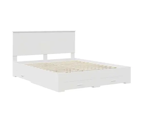 Gultas Rāmis Ar Atvilktni Balts 160 X 200 Cm Inženierijas Koks Vidaxl