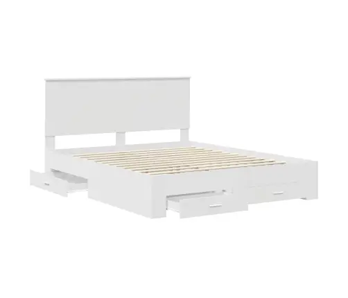 Gultas Rāmis Ar Atvilktni Balts 160 X 200 Cm Inženierijas Koks Vidaxl