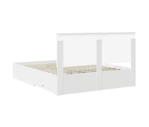 Gultas Rāmis Ar Atvilktni Balts 160 X 200 Cm Inženierijas Koks Vidaxl