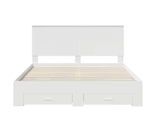 Gultas Rāmis Ar Atvilktni Balts 160 X 200 Cm Inženierijas Koks Vidaxl