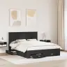 Gultas Rāmis Ar Atvilktni Melna 160 X 200 Cm Inženierijas Koks Vidaxl