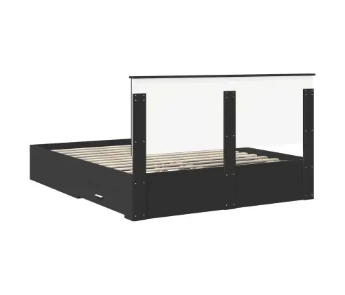 Gultas Rāmis Ar Atvilktni Melna 160 X 200 Cm Inženierijas Koks Vidaxl