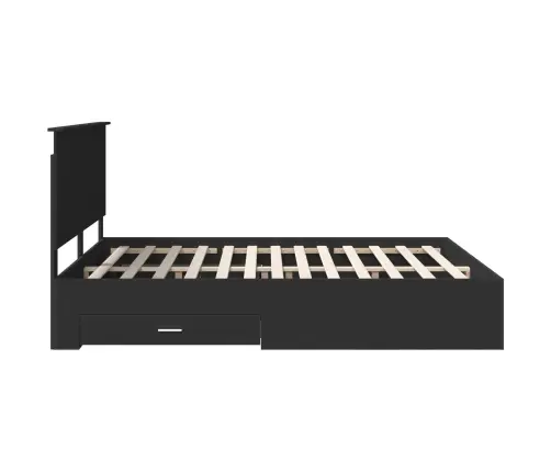 Gultas Rāmis Ar Atvilktni Melna 160 X 200 Cm Inženierijas Koks Vidaxl