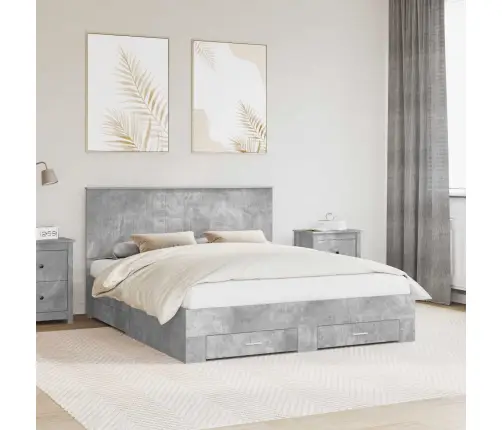 Voodi Raam Peaga Sahtliga Betoonhall 160 X 200 Cm Tehispuit