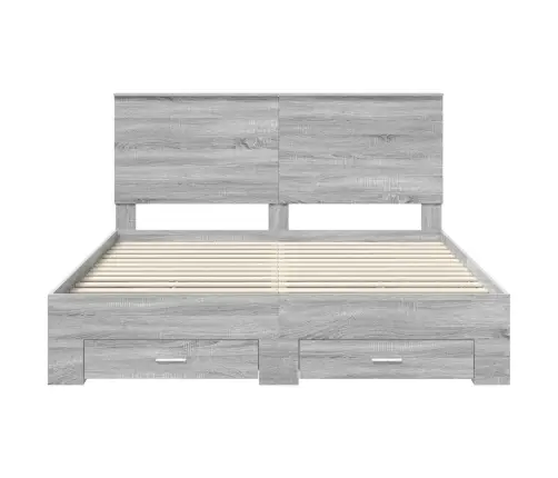 Gultas Rāmis Pelēks Sonoma 160 X 200 Cm Inženierijas Koks Vidaxl