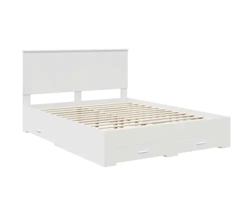 Voodi Raam Peaga Sahtliga Valge 150 X 200 Cm Tehispuit