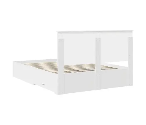 Voodi Raam Peaga Sahtliga Valge 150 X 200 Cm Tehispuit