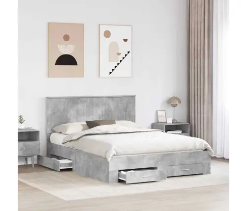 Voodi Raam Peaga Sahtliga Betoonhall 150 X 200 Cm Tehispuit