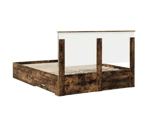 Gultas Rāmis Dūmaka Ozols 150 X 200 Cm Inženierijas Koks Vidaxl