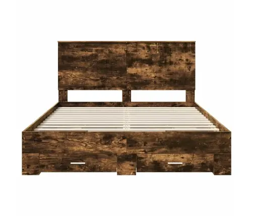 Gultas Rāmis Dūmaka Ozols 150 X 200 Cm Inženierijas Koks Vidaxl