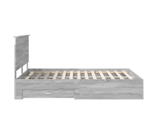 Gultas Rāmis Pelēks Sonoma 150 X 200 Cm Inženierijas Koks Vidaxl
