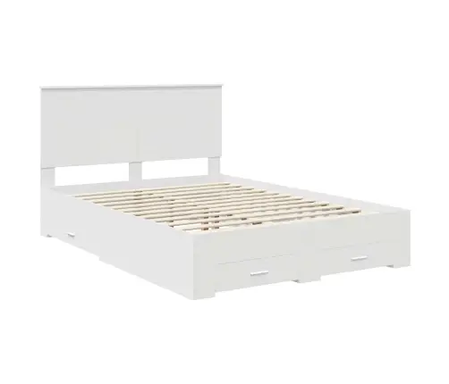 Voodi Raam Peaga Sahtliga Valge 140 X 200 Cm Tehispuit