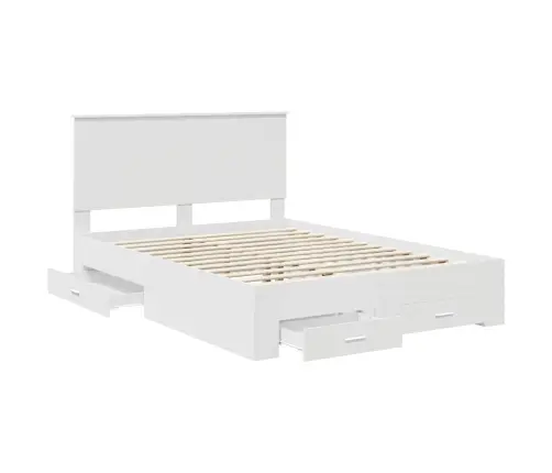 Voodi Raam Peaga Sahtliga Valge 140 X 200 Cm Tehispuit