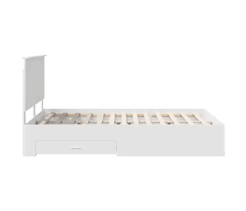 Voodi Raam Peaga Sahtliga Valge 140 X 200 Cm Tehispuit