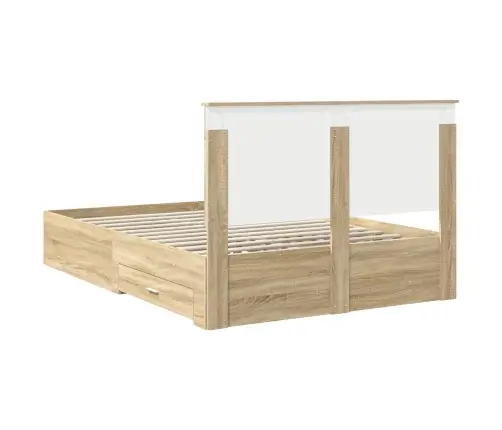 Voodi Raam Peaga Sahtliga Sonoma Tamm 140 X 200 Cm Tehispuit