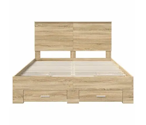 Voodi Raam Peaga Sahtliga Sonoma Tamm 140 X 200 Cm Tehispuit