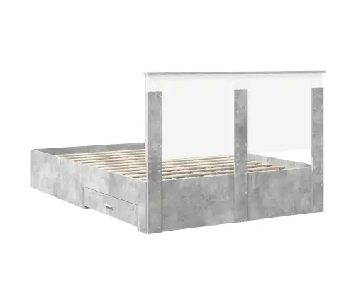 Gultas Rāmis Betona Pelēks 140 X 200 Cm Inženierijas Koks Vidaxl