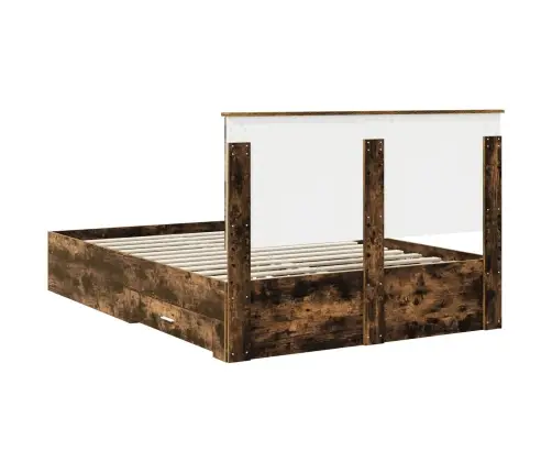 Gultas Rāmis Dūmaka Ozols 140 X 200 Cm Inženierijas Koks Vidaxl