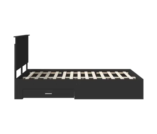 Gultas Rāmis Ar Atvilktni Melna 140 X 190 Cm Inženierijas Koks Vidaxl