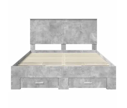 Gultas Rāmis Betona Pelēks 140 X 190 Cm Inženierijas Koks Vidaxl