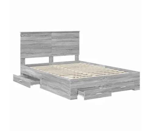 Gultas Rāmis Pelēks Sonoma 140 X 190 Cm Inženierijas Koks Vidaxl