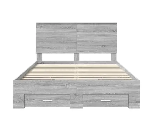 Gultas Rāmis Pelēks Sonoma 140 X 190 Cm Inženierijas Koks Vidaxl