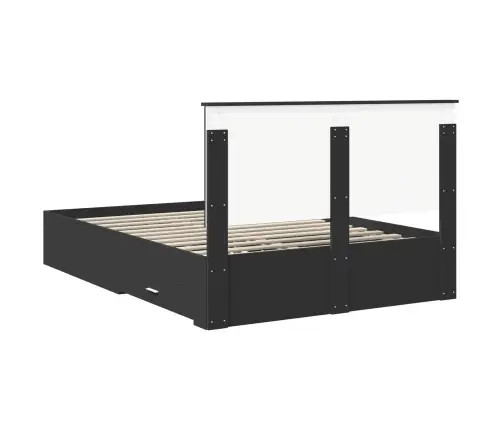 Voodi Raam Peaga Sahtliga Must 135 X 190 Cm Tehispuit