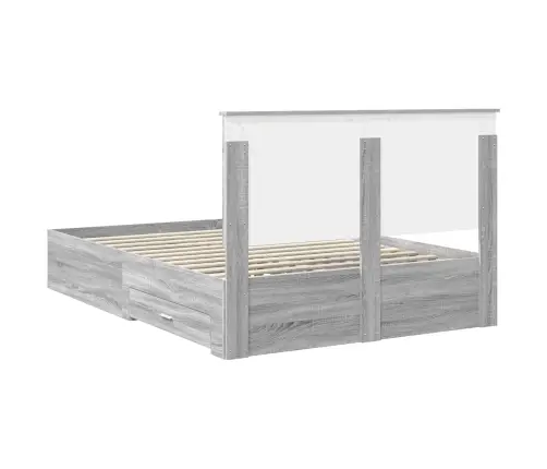 Gultas Rāmis Pelēks Sonoma 135 X 190 Cm Inženierijas Koks Vidaxl