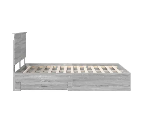 Gultas Rāmis Pelēks Sonoma 135 X 190 Cm Inženierijas Koks Vidaxl