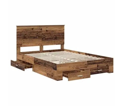 Voodi Raam Peaga Sahtliga Vana Puit 135 X 190 Cm Tehispuit