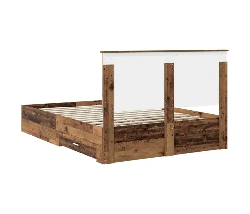 Voodi Raam Peaga Sahtliga Vana Puit 135 X 190 Cm Tehispuit