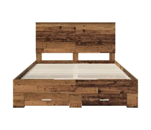 Voodi Raam Peaga Sahtliga Vana Puit 135 X 190 Cm Tehispuit