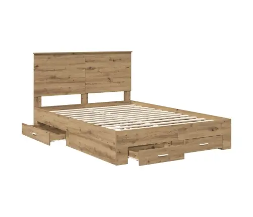 Gultas Rāmis Artisānā Ozols 135 X 190 Cm Inženierijas Koks Vidaxl