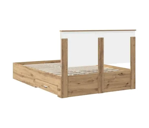 Gultas Rāmis Artisānā Ozols 135 X 190 Cm Inženierijas Koks Vidaxl